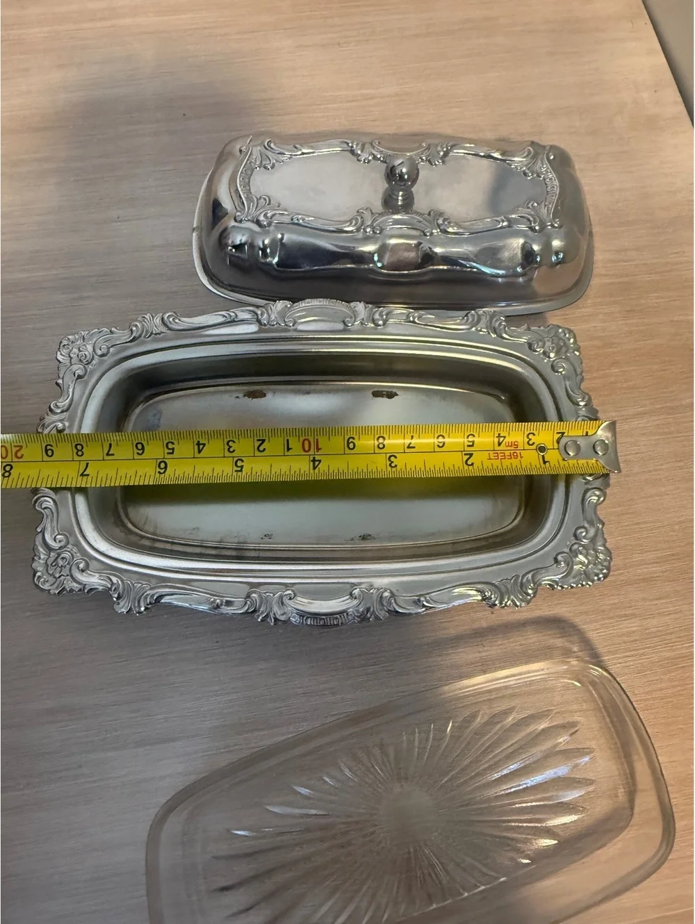 Vintage Hellerware Masterpieces Butter Dish in Chromium with Glass Insert